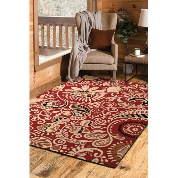 United Weavers Plaza Gina Accent Rug, Paisley Pattern, Red, 1'11" X 3'3"