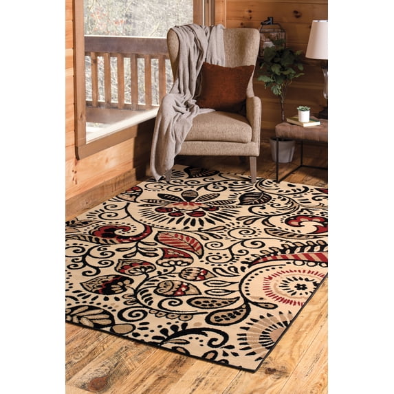 United Weavers Plaza Gina Area Rug, Paisley Pattern, Ivory, 5'3" x 7'2"