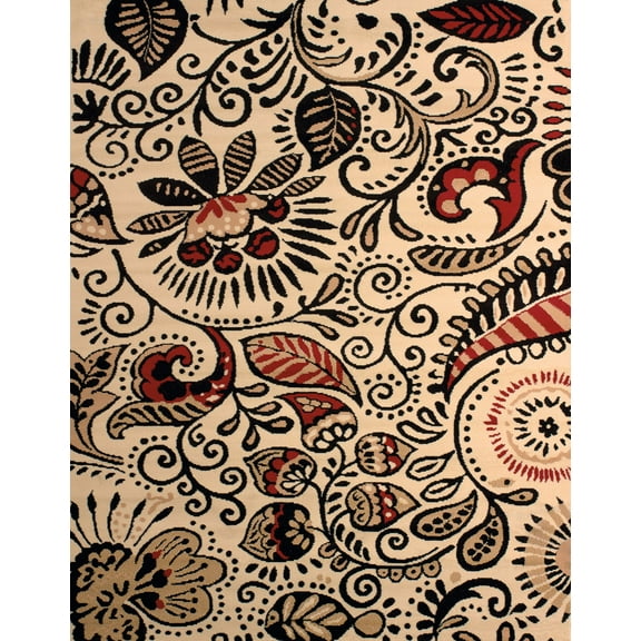 United Weavers Plaza Gina Area Rug, Paisley Pattern, Ivory, 7'10" X 10'6"