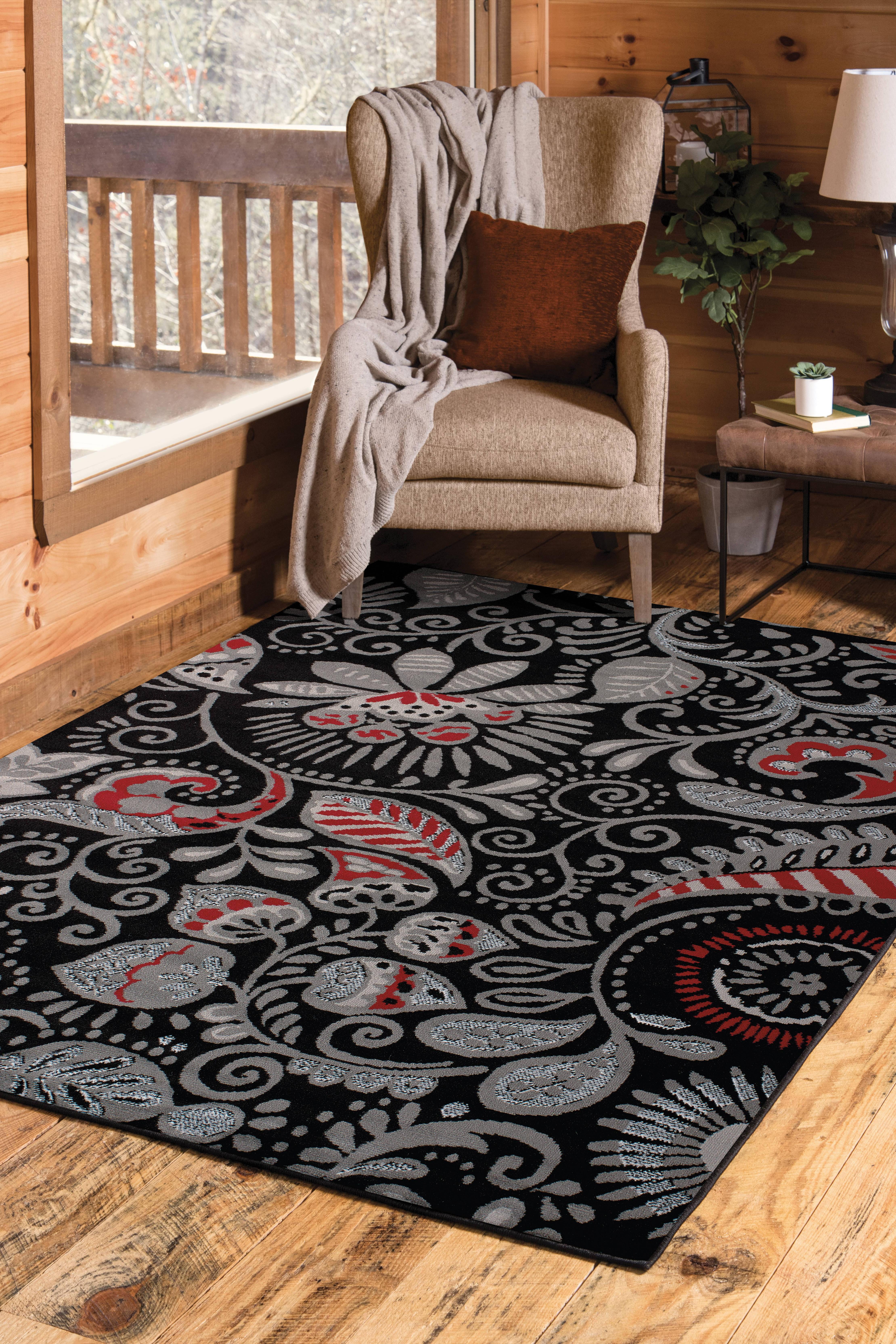 United Weavers Plaza Gina Runner Rug, Paisley Pattern, Black, 2'3 X 7'2"