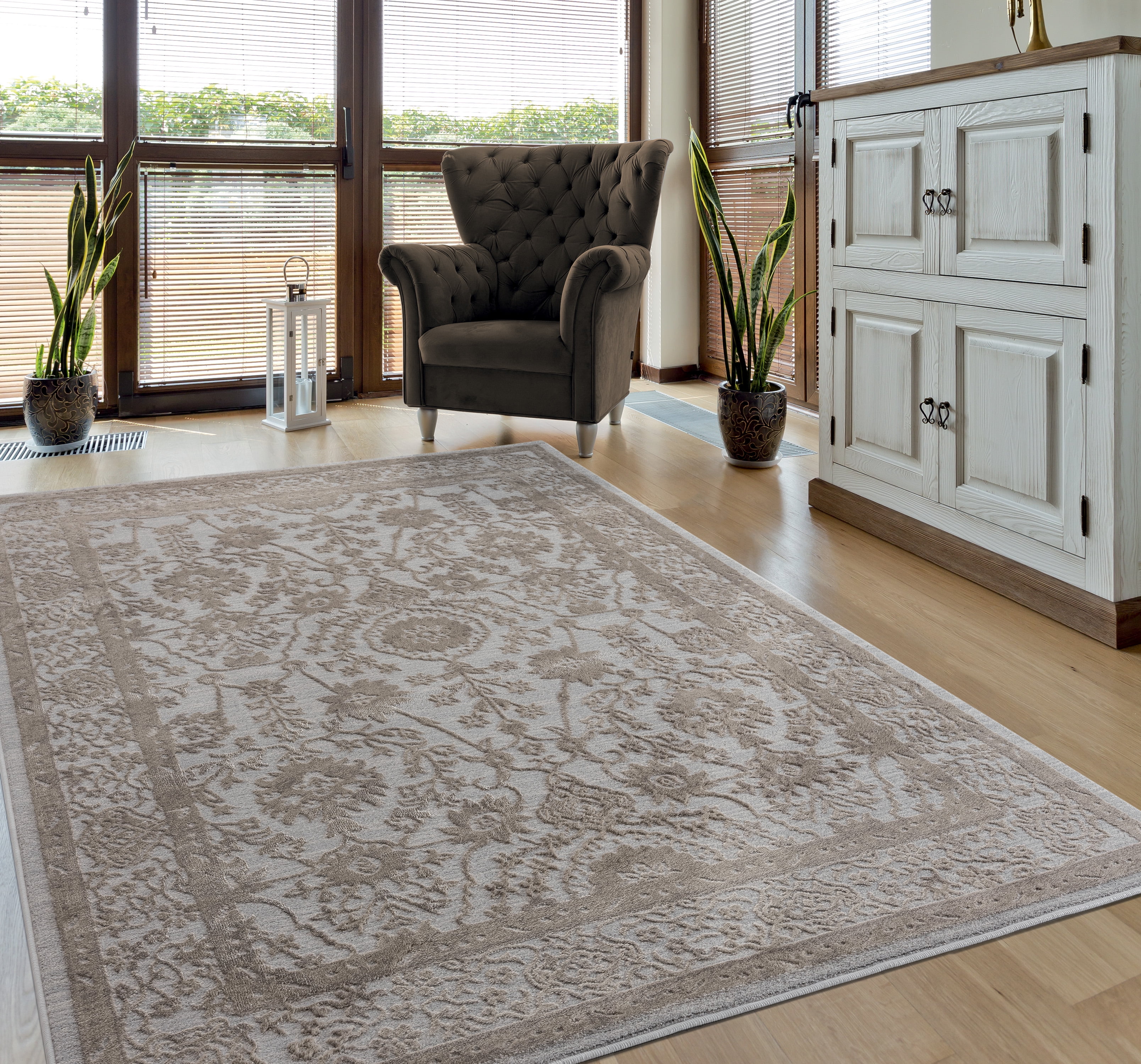 United Weavers Rasbora Arowana Traditional Bordered Area Rug, Wheat, 7'10" x 7'10"