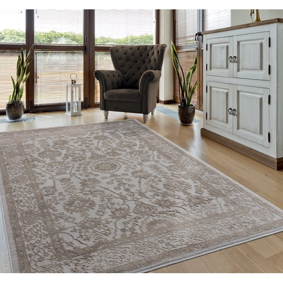 United Weavers Rasbora Arowana Traditional Bordered Runner Rug, Wheat, 2'7" x 7'2"