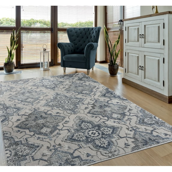 United Weavers Rasbora Dorsey Contemporary Abstract Area Rug, Blue, 12'6" x 15'
