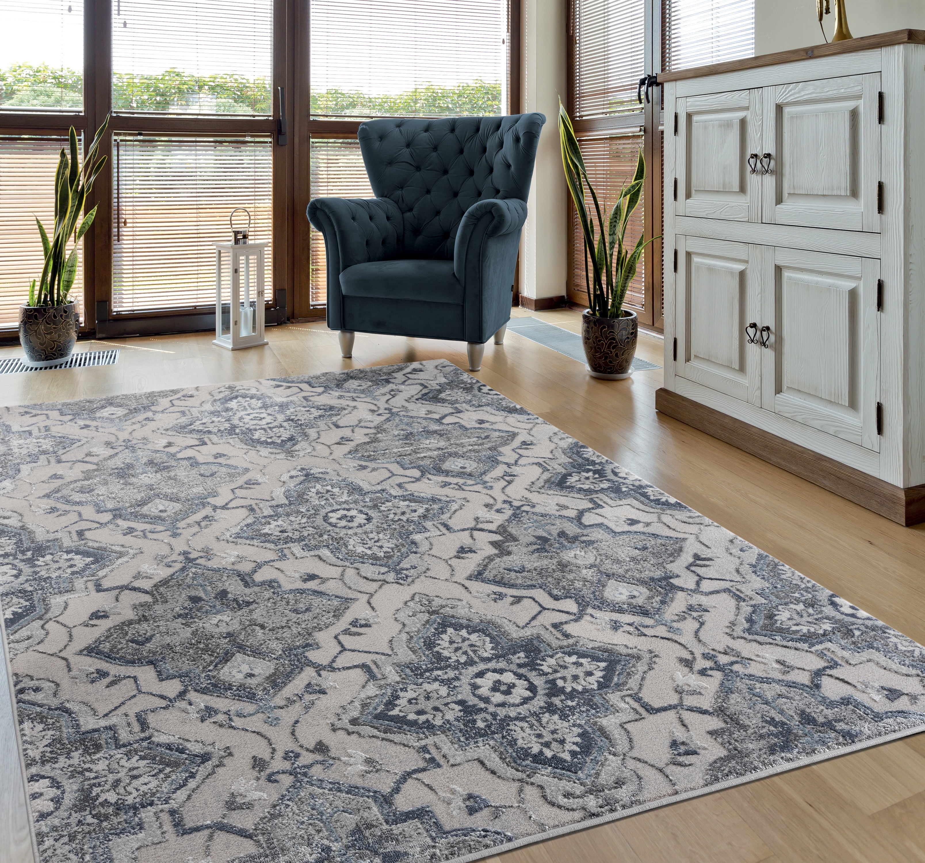 United Weavers Rasbora Dorsey Contemporary Geometric Runner Rug, Blue, 2'7" x 7'2"