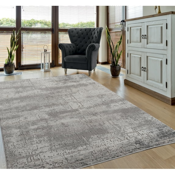 United Weavers Rasbora Pelco Contemporary Abstract Area Rug, Grey, 12'6" x 15'