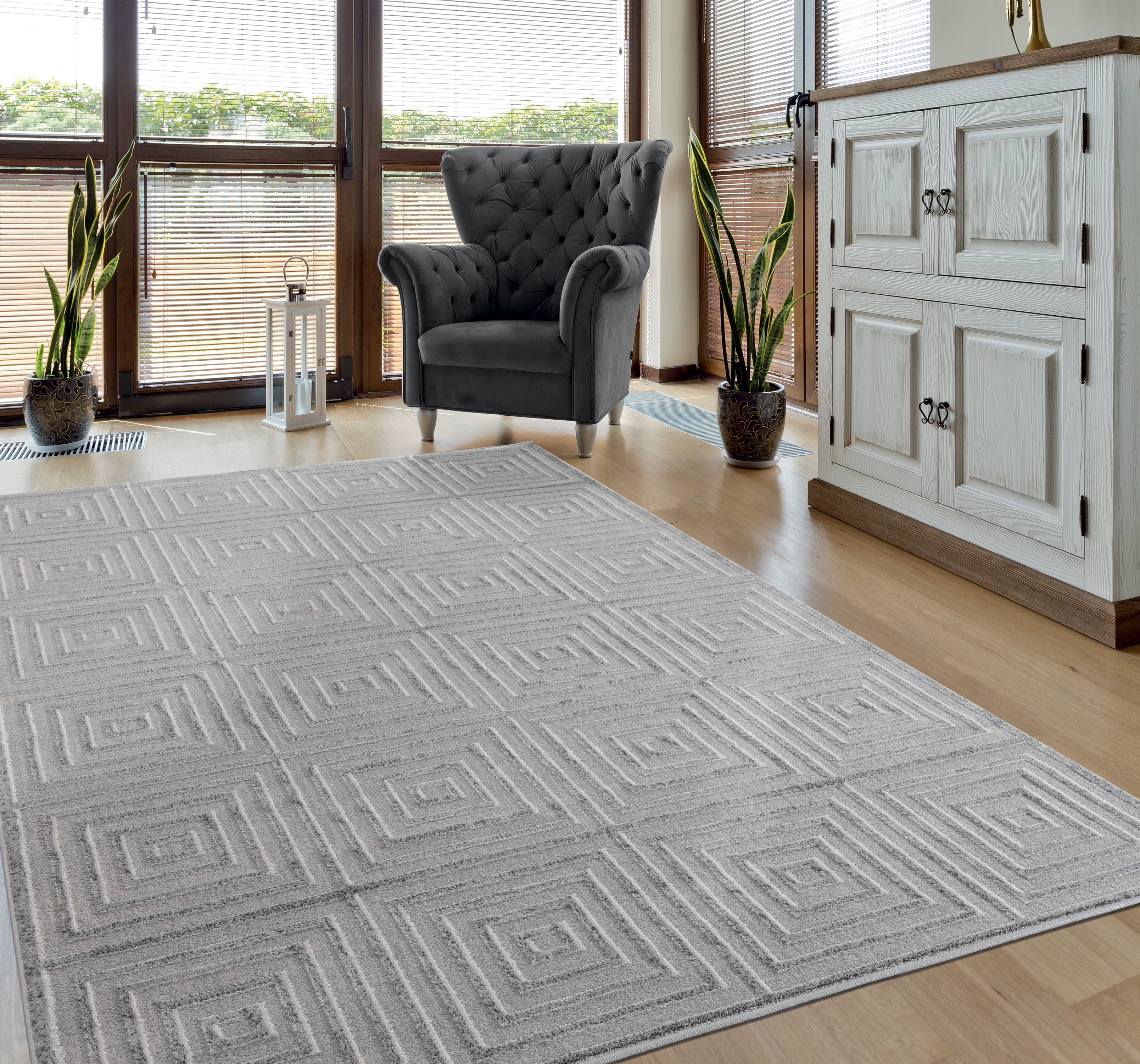 United Weavers Rasbora Piraya Contemporary Geometric Accent Rug, Silver, 1'11" x 3'