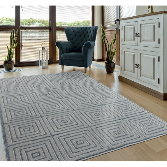 United Weavers Rasbora Piraya Contemporary Geometric Area Rug, Silver, 9'10" x 13'2"