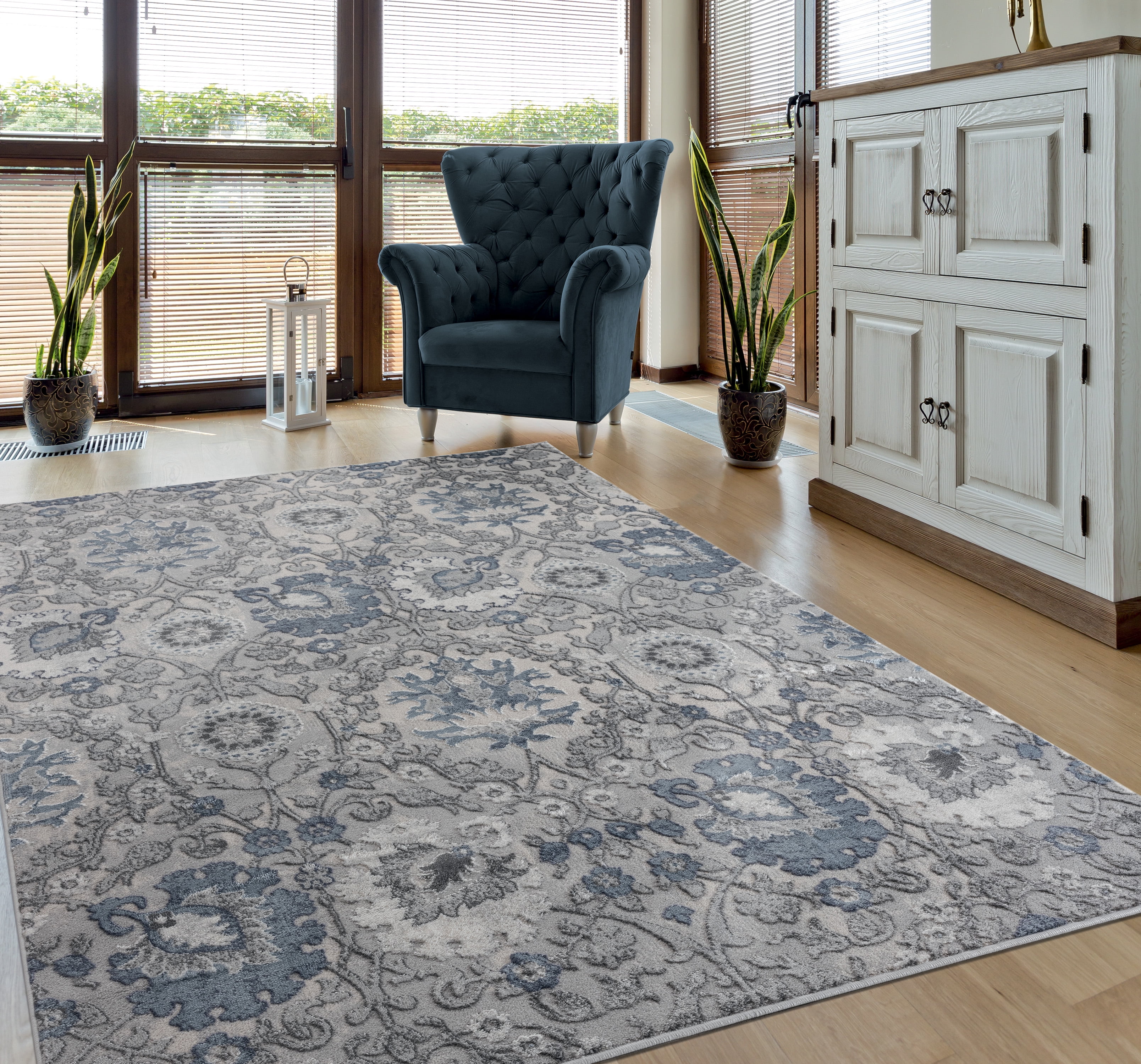 United Weavers Rasbora Sailfin Transitional Floral Accent Rug, Blue, 1'11" x 3'