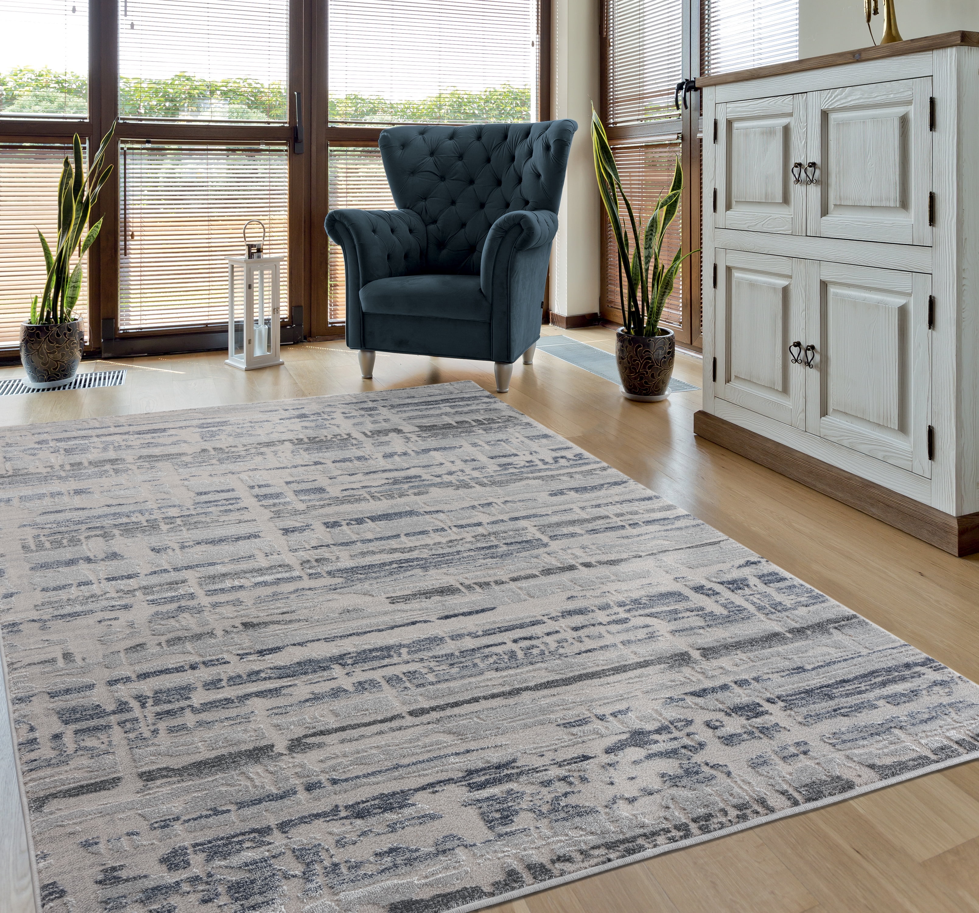 United Weavers Rasbora Sierra Contemporary Abstract Area Rug, Blue, 12'6" x 15'