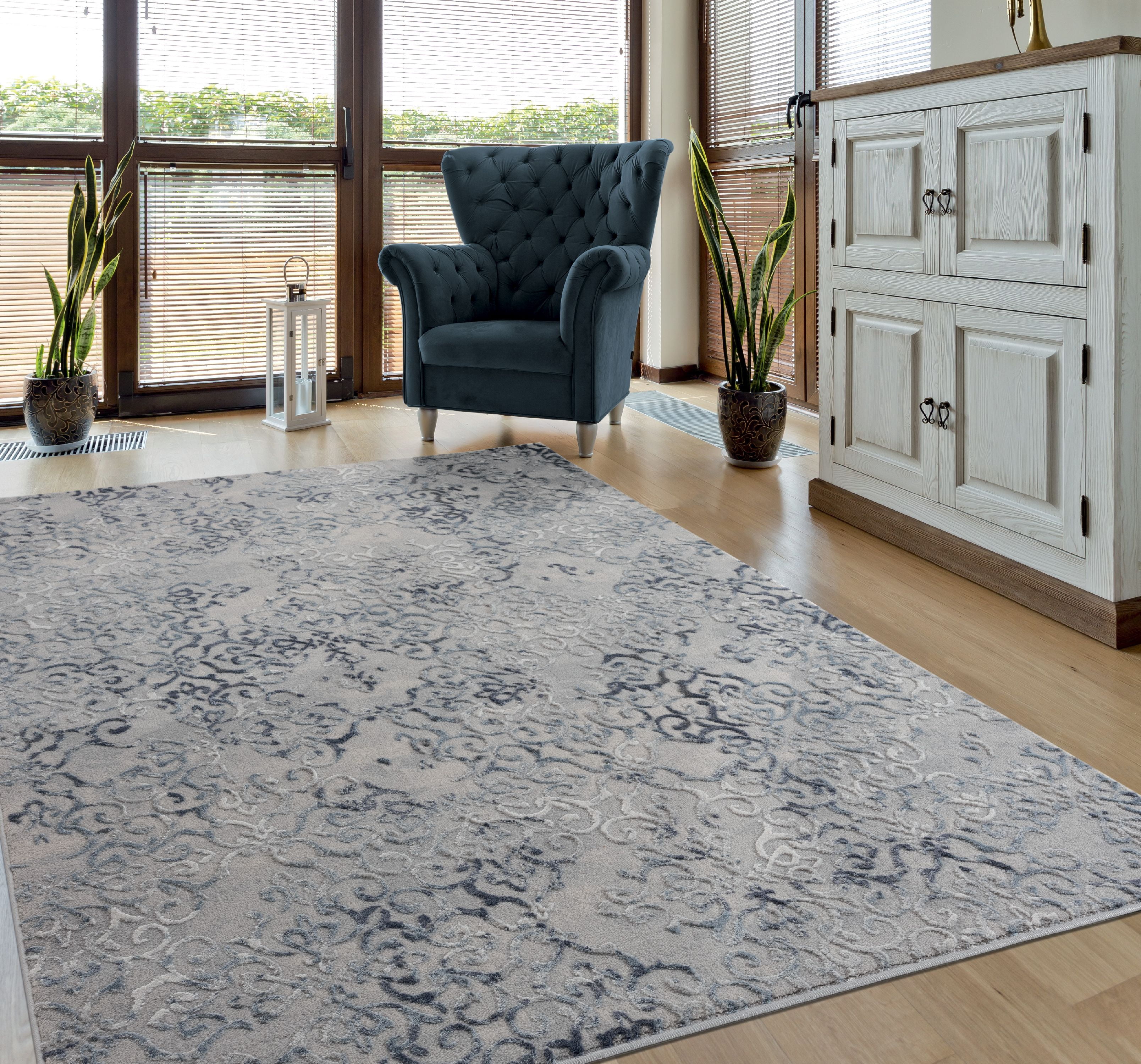 United Weavers Rasbora Tetra Transitional Bordered Runner Rug, Blue, 2'7" x 7'2"