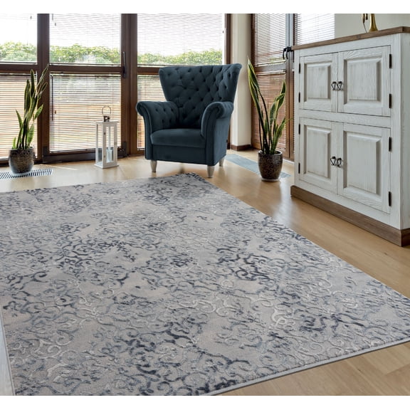 United Weavers Rasbora Tetra Transitional Bordered Runner Rug, Blue, 2'7" x 7'2"