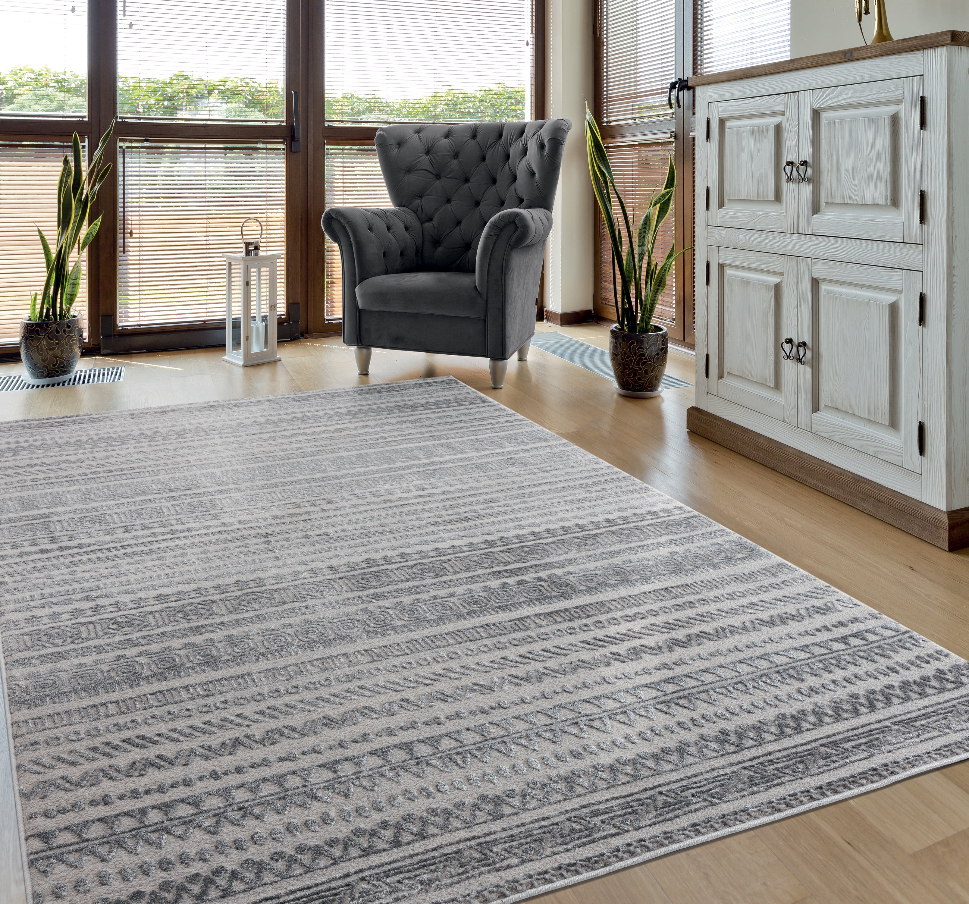 United Weavers Rasbora Venustus Bohemian Geometric Area Rug, Grey, 7'10" x 7'10"