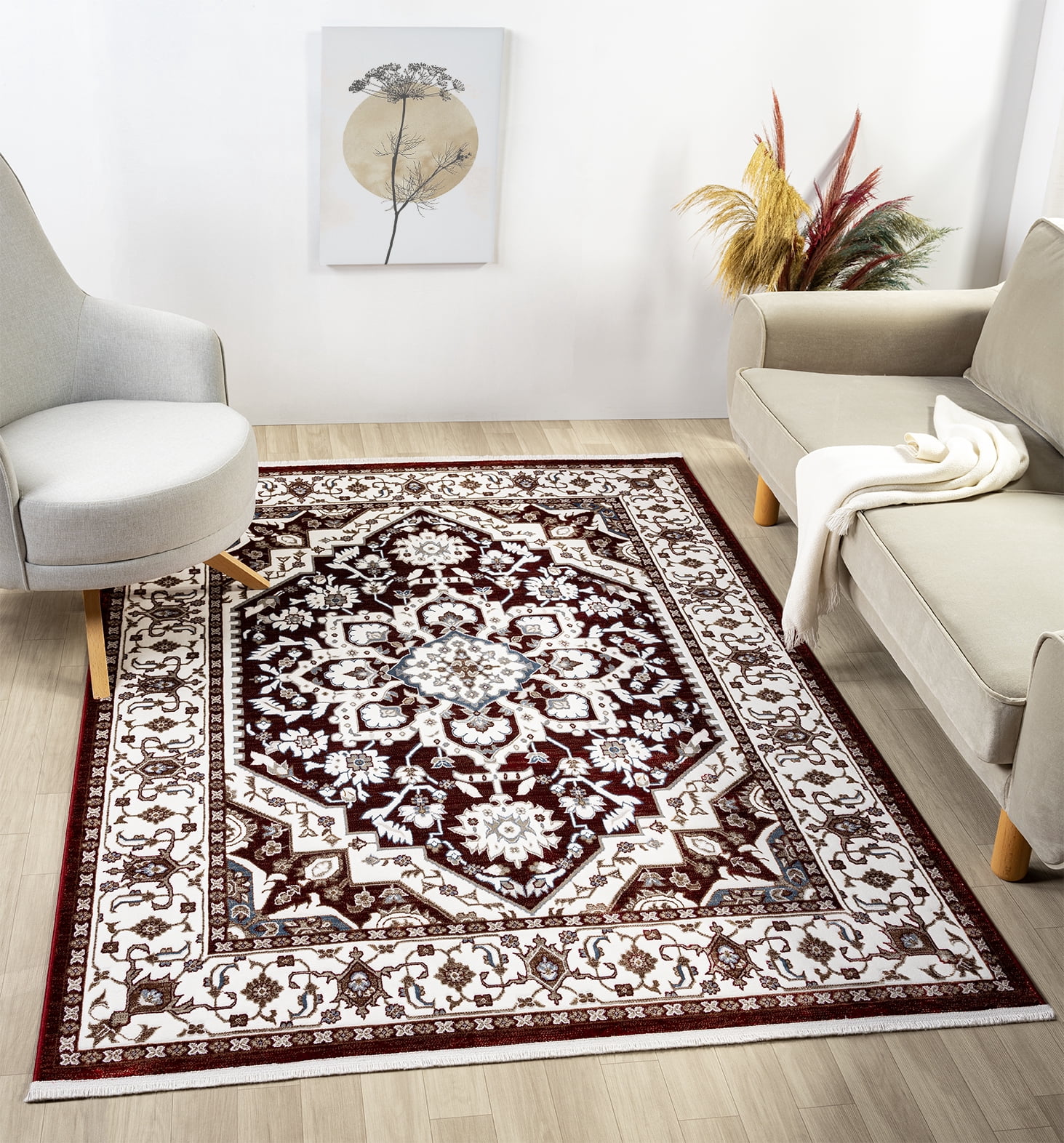 United Weavers Riviera Delora Area Rug, Border Pattern, Burgundy, 7'10" X 10'6"