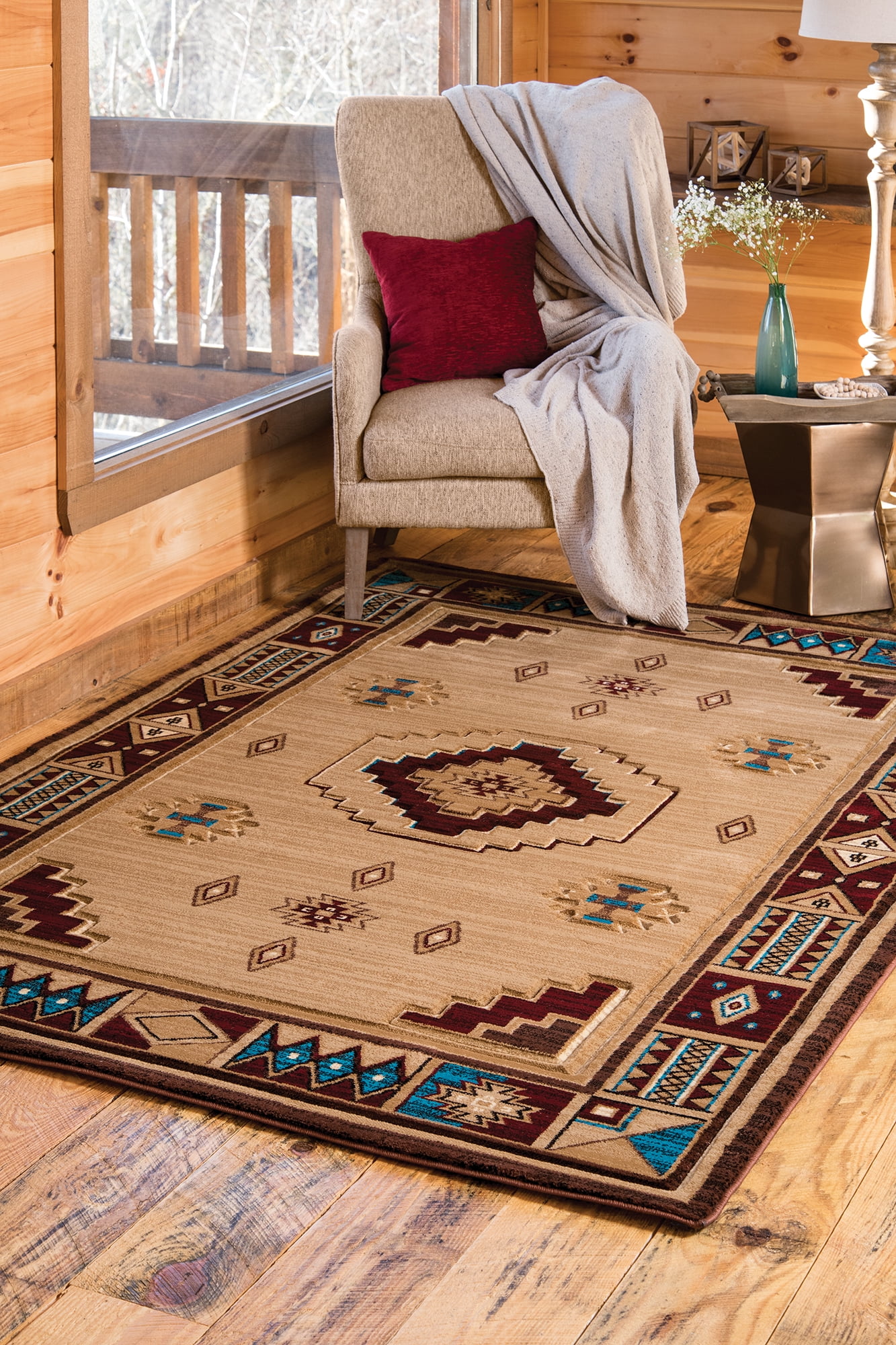 United Weavers Rustic Forest Bayard Southwestern Border Accent Rug, Beige, 1'10" x 2'8"