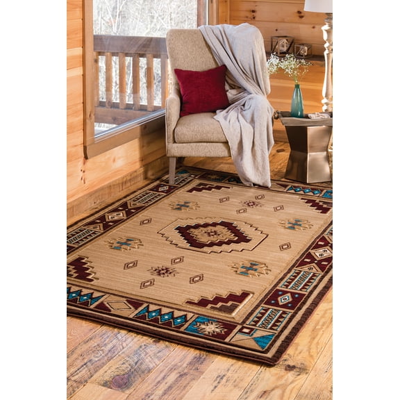 United Weavers Rustic Forest Bayard Southwestern Border Area Rug, Beige, 7'10" x 10'6"
