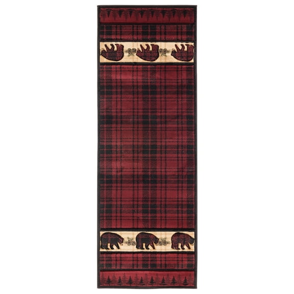 United Weavers Rustic Forest Bullhead City Burgundy Hand-Carved Area Rug or Runner