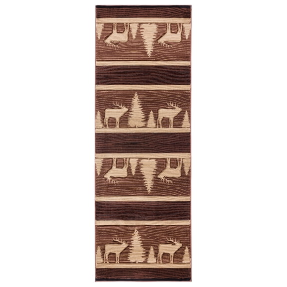 United Weavers Rustic Forest Cedar City Brown Hand-Carved Area Rug or Runner