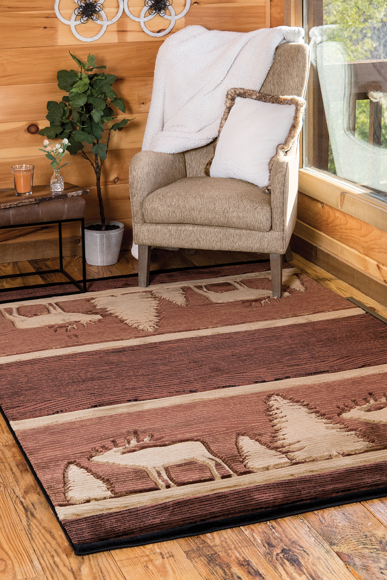 United Weavers Rustic Forest Cedar City Brown Hand-Carved Area Rug or Runner