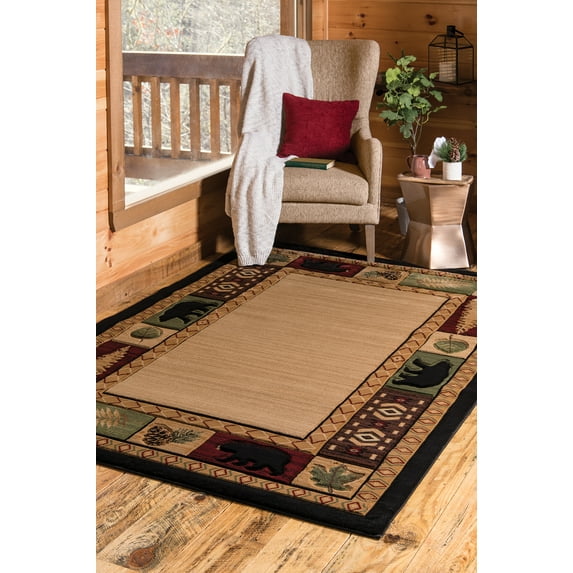 United Weavers Rustic Forest Cimarron Lodge Border Area Rug, Beige, 5'3" x 7'6"
