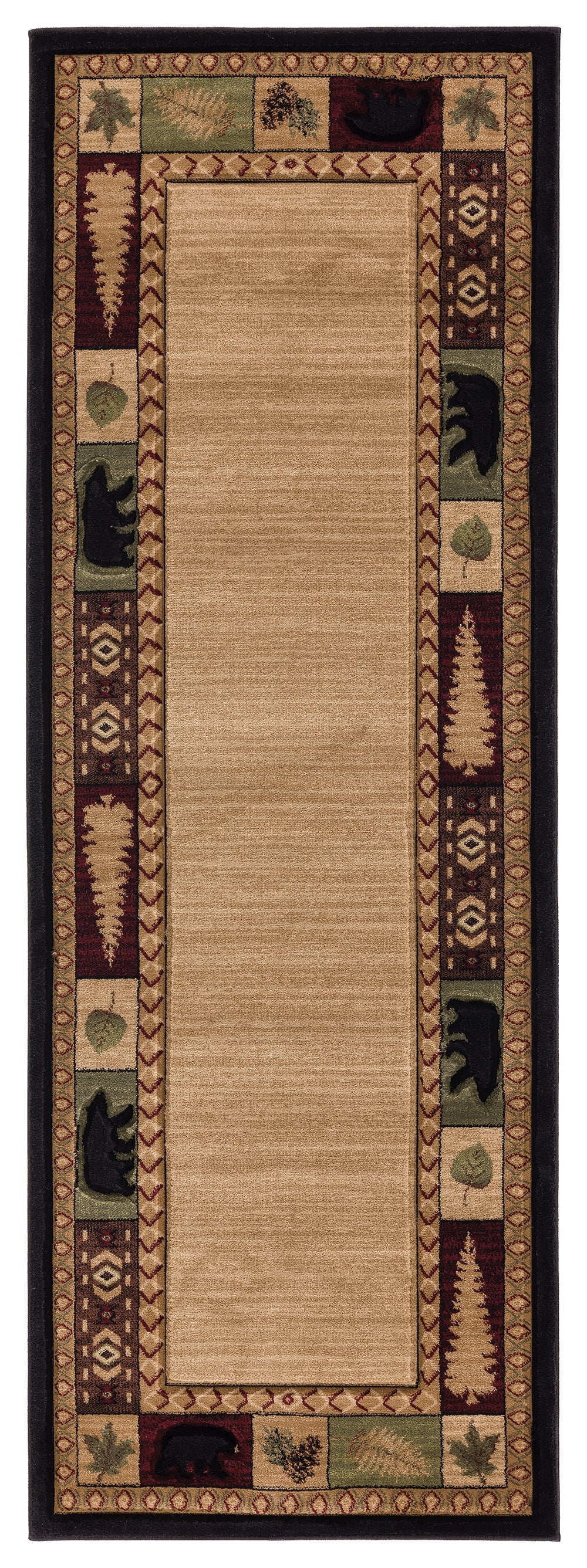 United Weavers Rustic Forest Cimarron Lodge Border Runner Rug, Beige, 2'7" x 7'4"