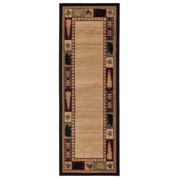 United Weavers Rustic Forest Cimarron Lodge Border Runner Rug, Beige, 2'7" x 7'4"