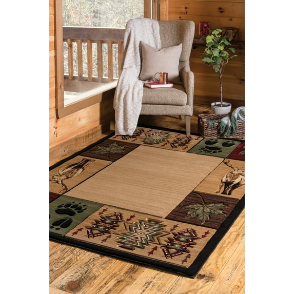United Weavers Rustic Forest Cottonwood Lodge Border Accent Rug, Beige, 1'10" x 2'8"