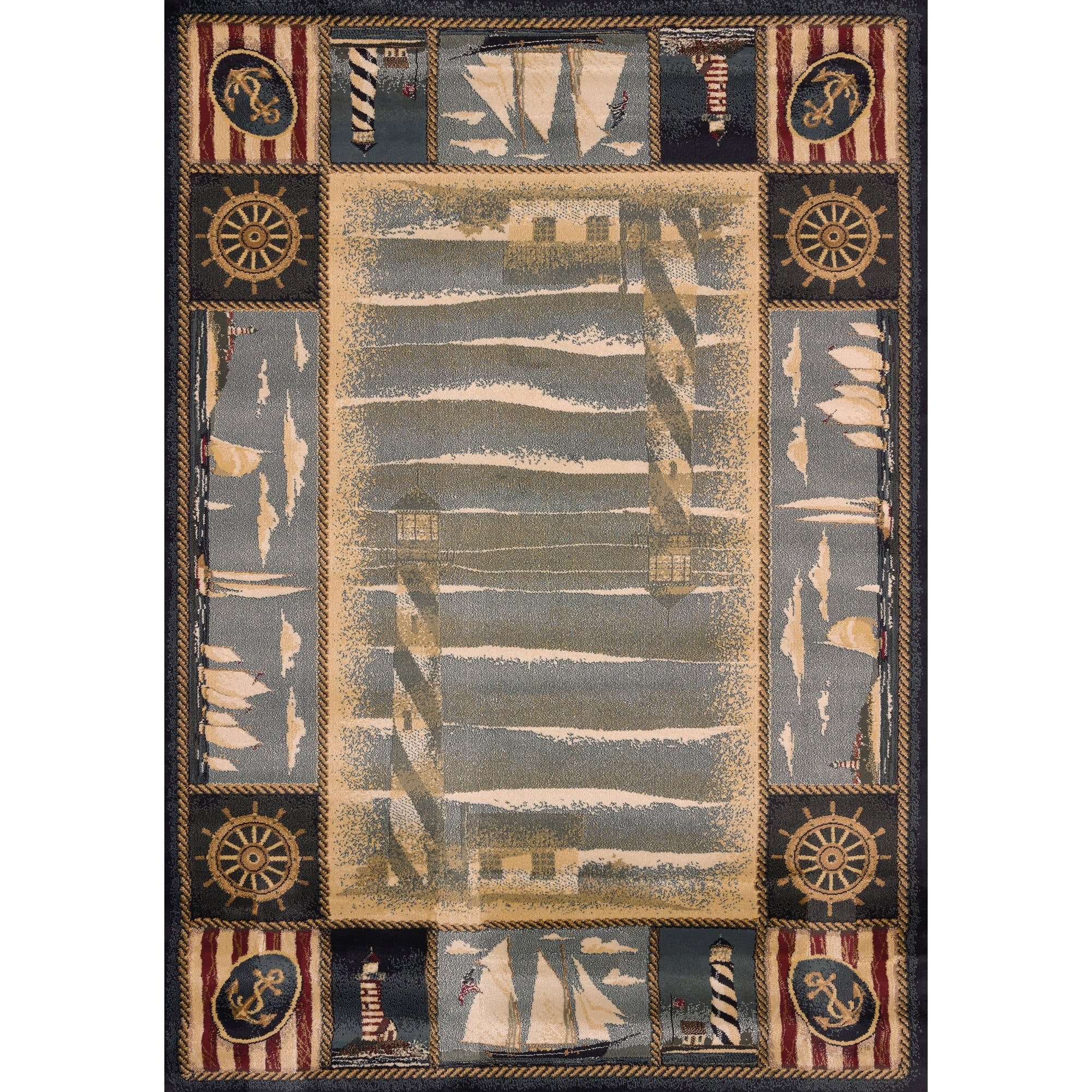 United Weavers Sailors Border Multi Woven Polypropylene Area Rug or Runner