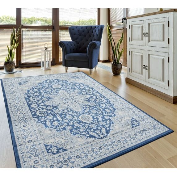 United Weavers Scarborough Ashland Oriental Denim Blue Woven Olefin Area Rug or Runner