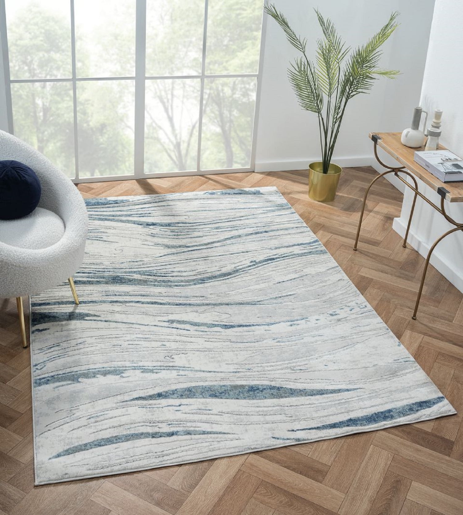 United Weavers Serendipity Luna Modern Abstract Accent Rug, Blue, 1'10" x 3'