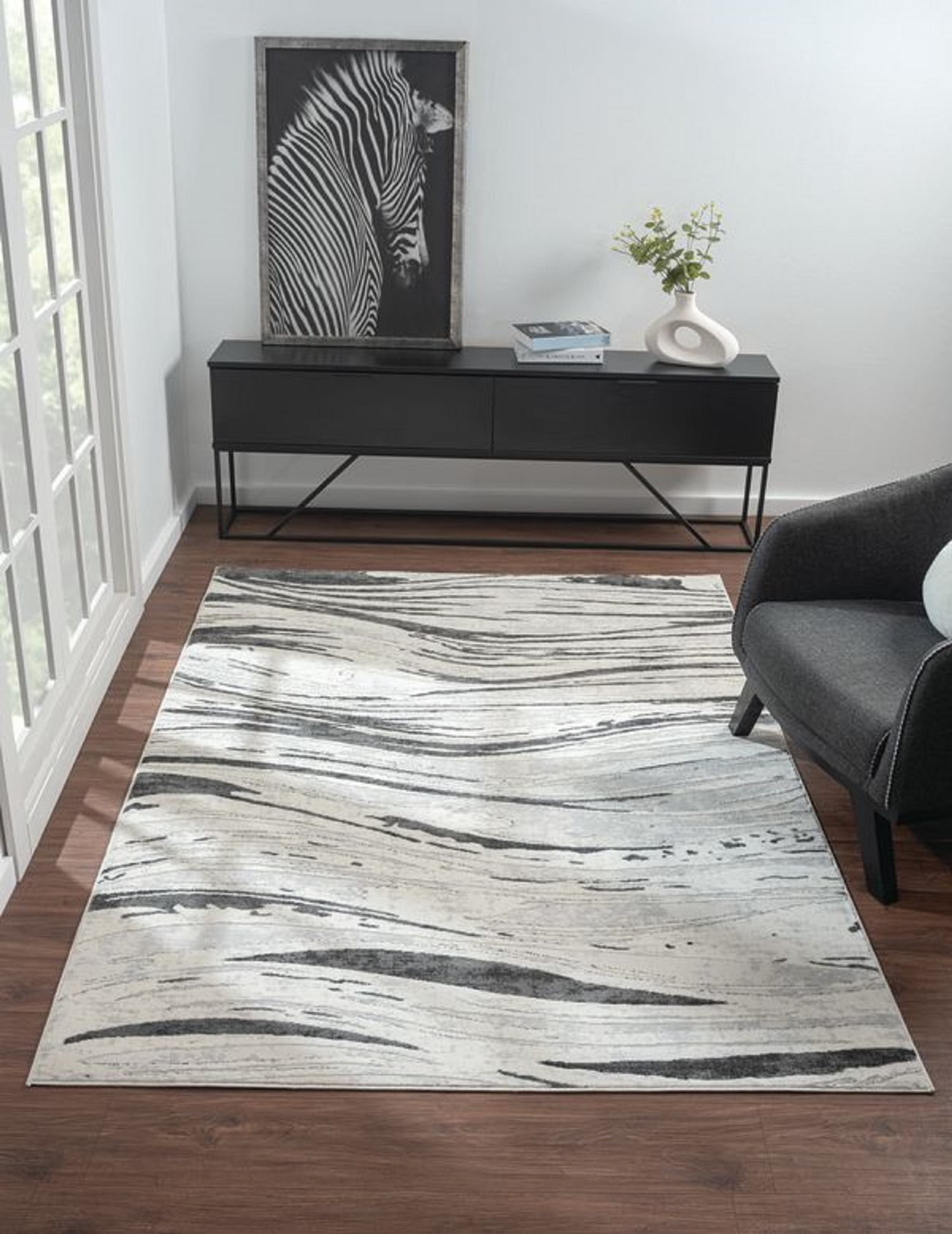 United Weavers Serendipity Luna Modern Abstract Runner Rug, Grey, 2'7" x 7'2"