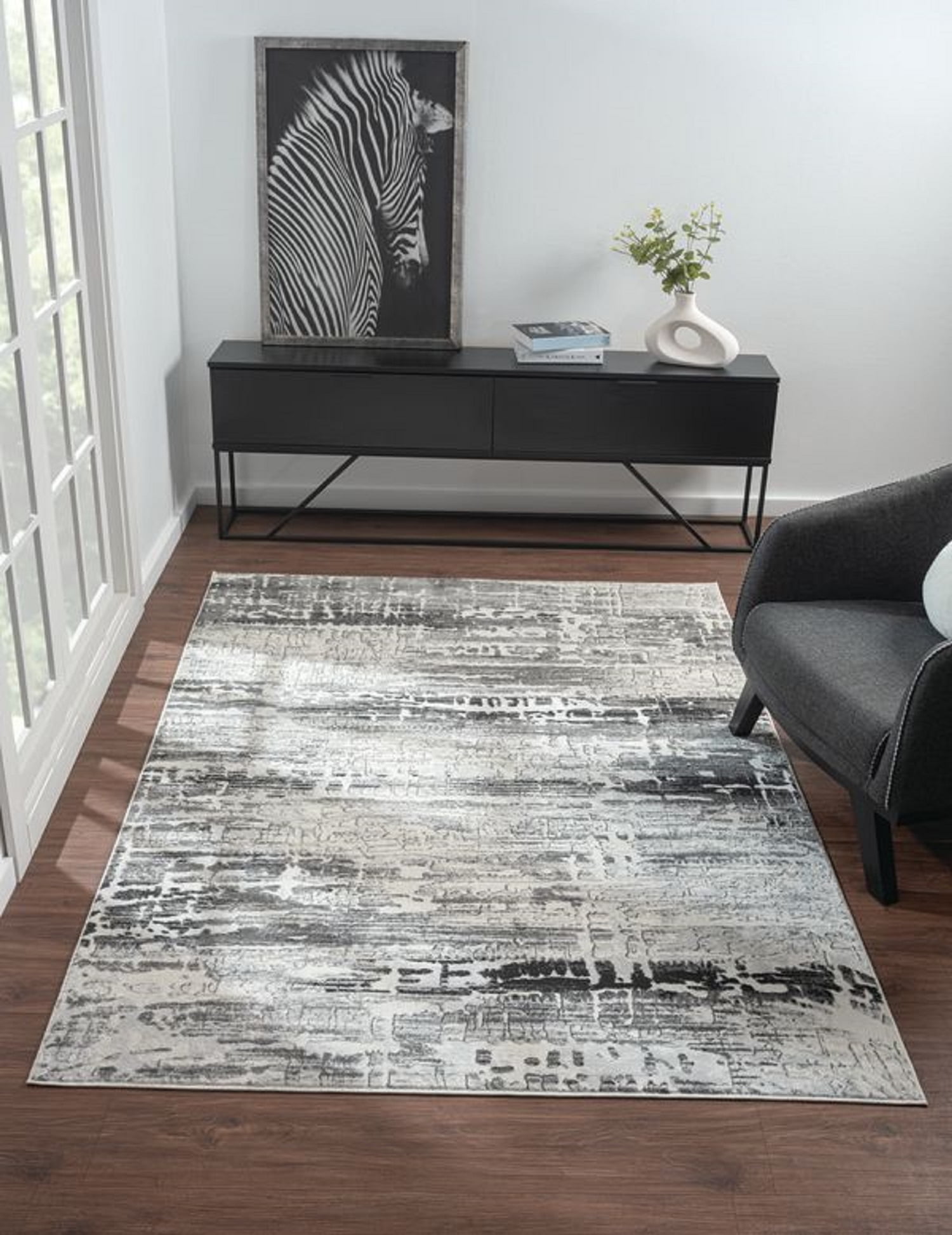 United Weavers Serendipity Noah Modern Abstract Area Rug, Grey, 12'6" X 15'
