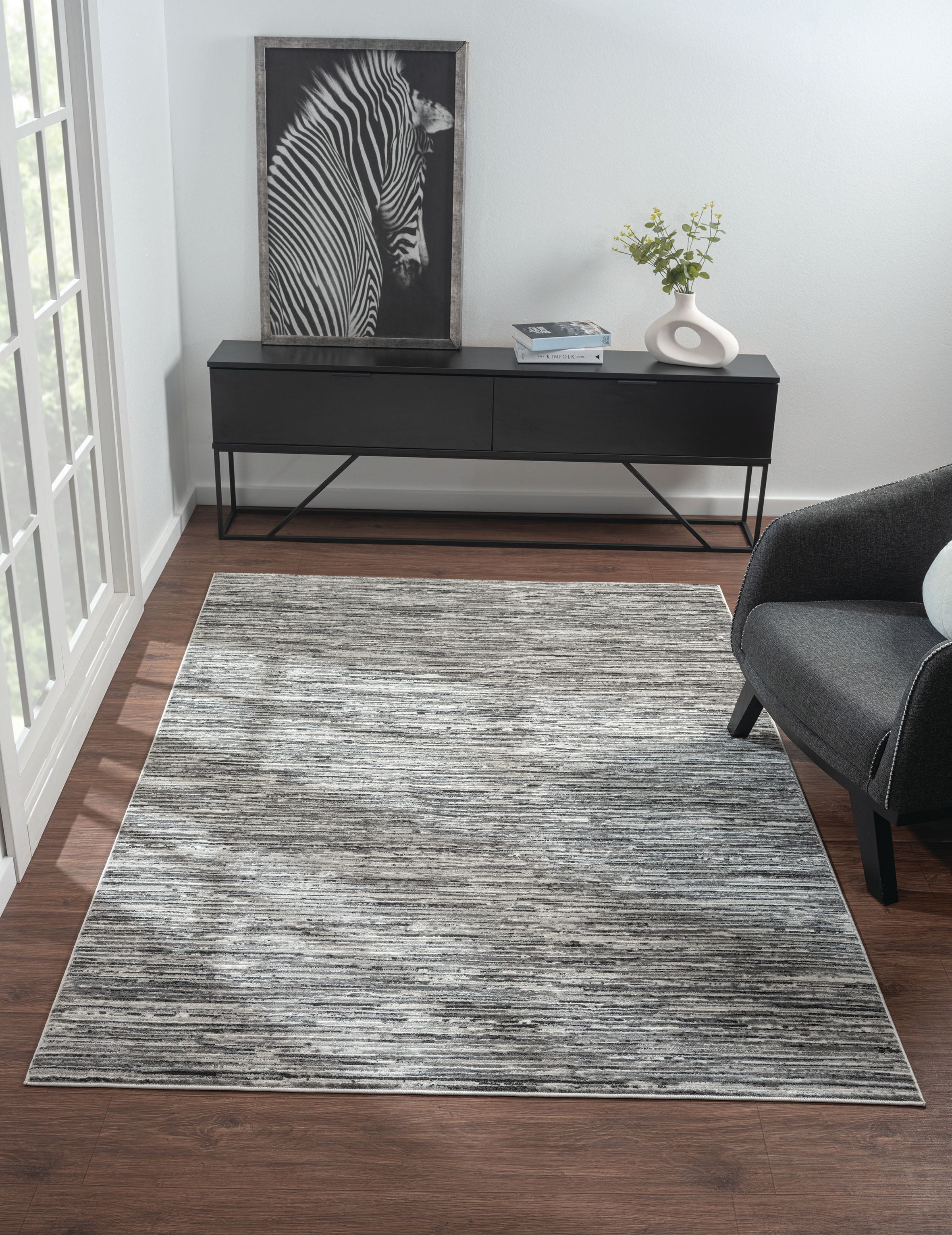 United Weavers Serendipity Otto Modern Abstract Accent Rug, Charcoal, 1'10" x 3'
