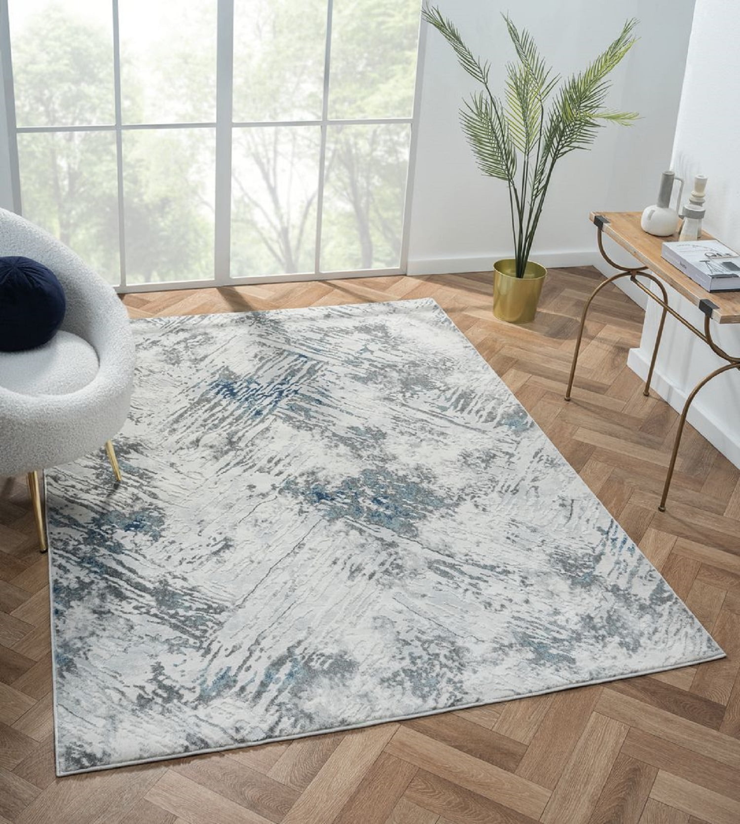 United Weavers Serendipity Silas Modern Abstract Runner Rug, Blue, 2'7" x 7'2"