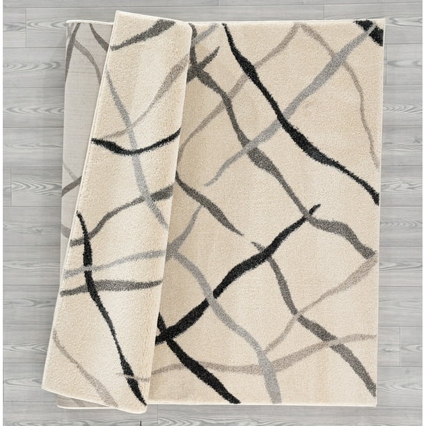 United Weavers Serenity Area Rug 40310790 Reve Cream Lines Scribbles