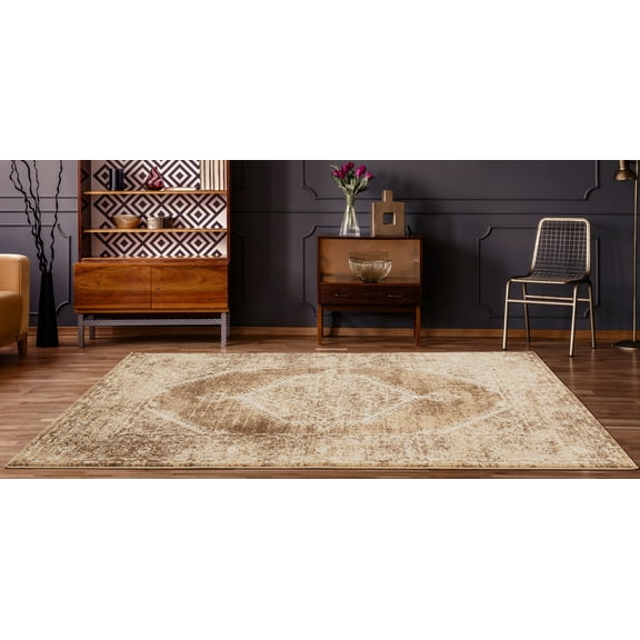 United Weavers Storybrooke Rotorua Oriental Light Brown Woven Olefin/Frieze Area Rug or Runner