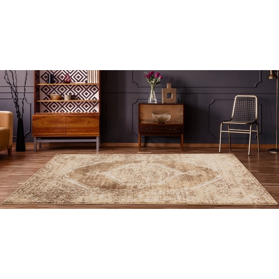 United Weavers Storybrooke Rotorua Oriental Light Brown Woven Olefin/Frieze Area Rug or Runner