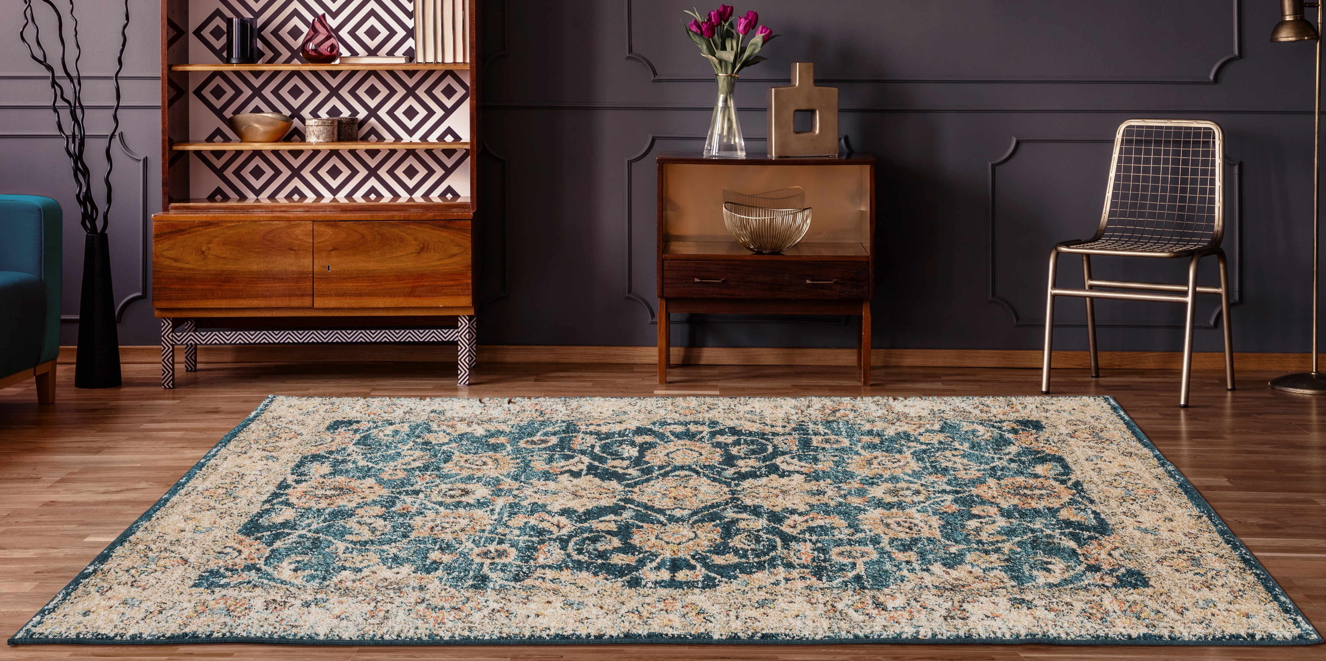United Weavers Storybrooke Willow Oriental Cerulean Woven Olefin/Frieze Area Rug or Runner