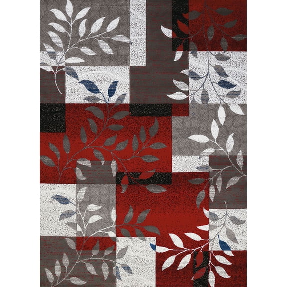 United Weavers Studio Area Rug 710-00831 Sapphire Scarlet Blocks Petals 1' 10" x 3' Rectangle