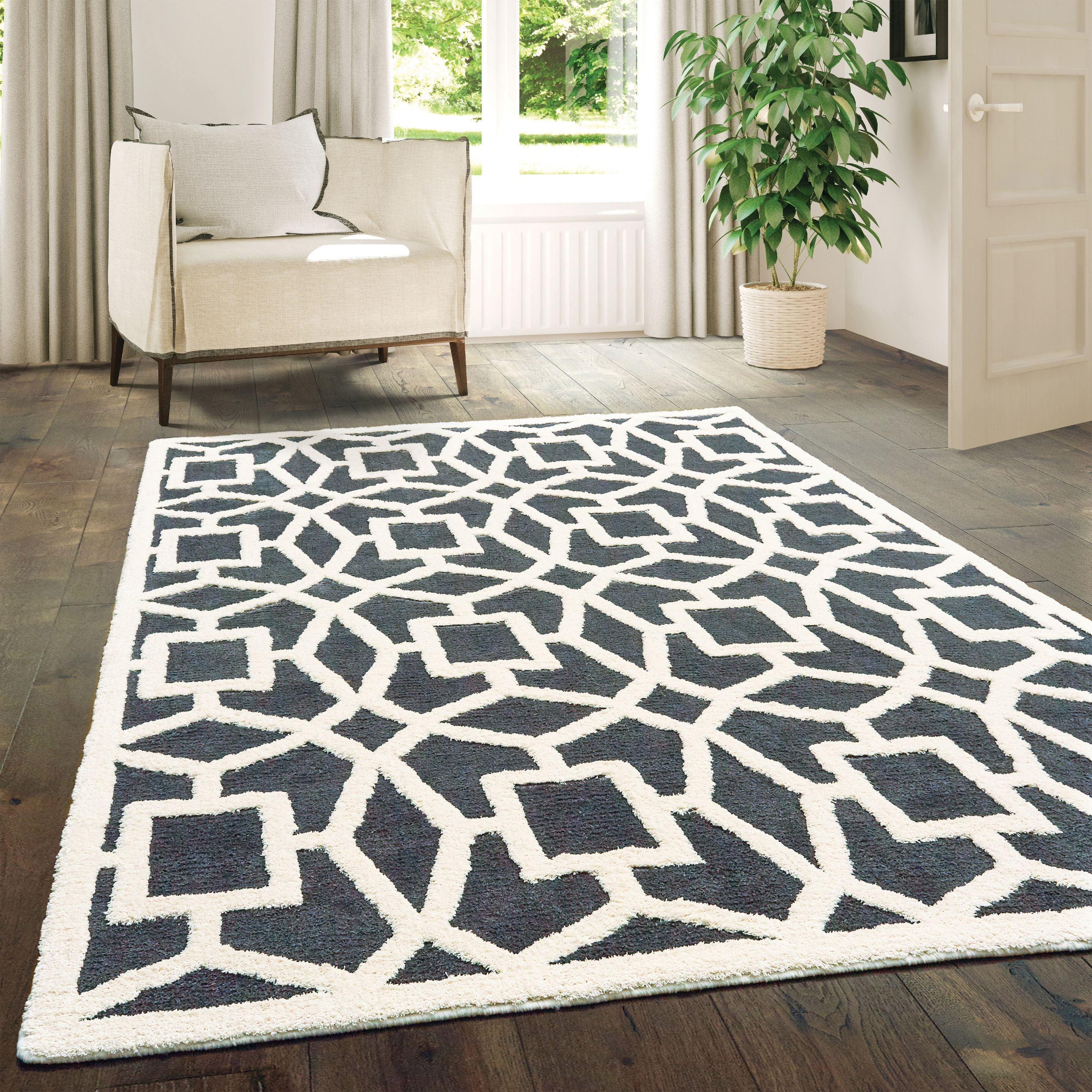 United Weavers Telegonus Ithaca Geometric Grey Woven Microfiber Area Rug