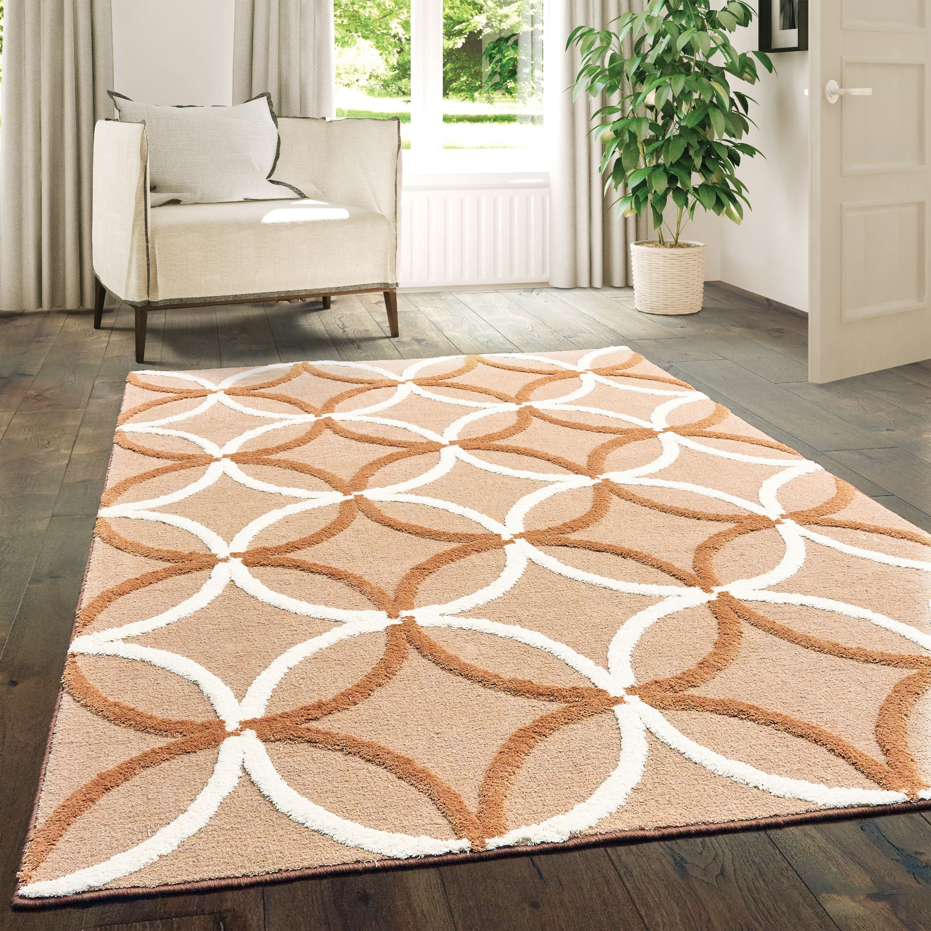 United Weavers Telegonus Oracle Geometric Beige Woven Microfiber Area Rug