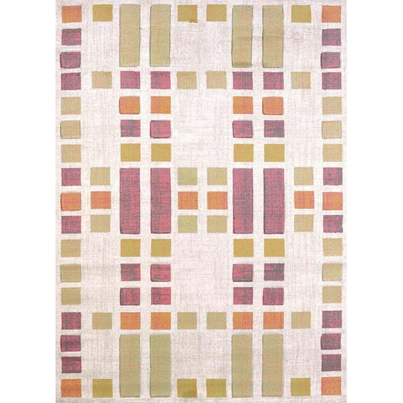 United Weavers Urban Galleries Area Rugs - 590-20589 Contemporary Tropical Squares Boxes Blocks Grid Rug