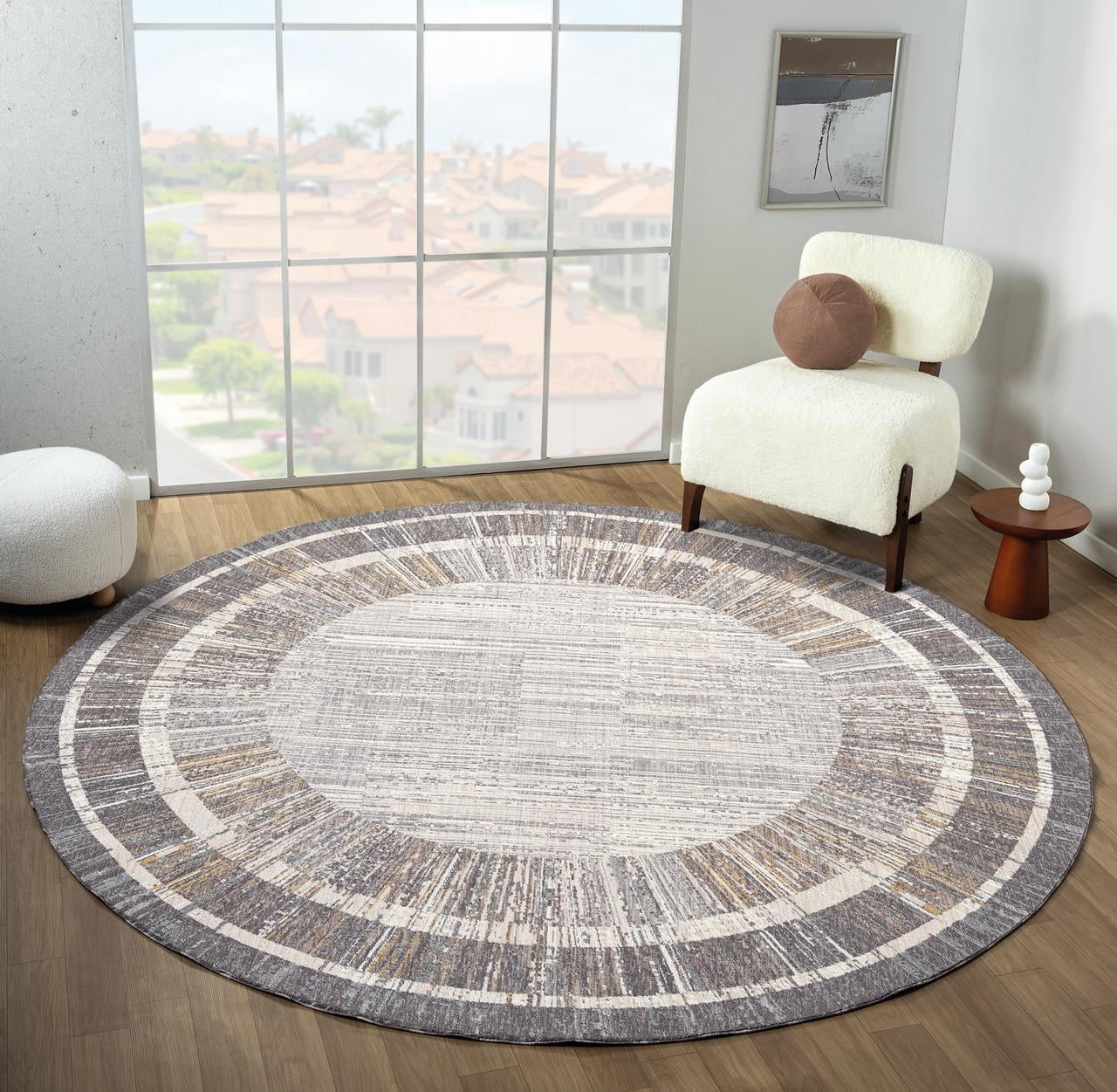 United Weavers Utopia Alden Contemporary Abstract Round Rug, Grey, 7'11" x 7'11"