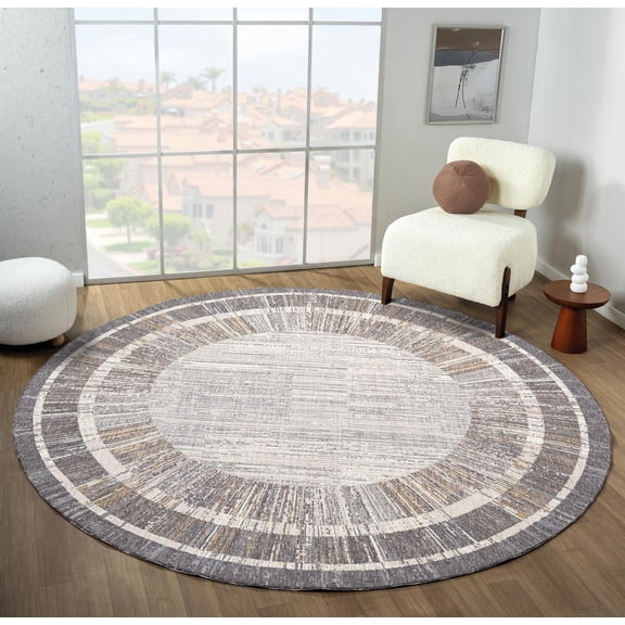 United Weavers Utopia Alden Contemporary Abstract Round Rug, Grey, 7'11" x 7'11"