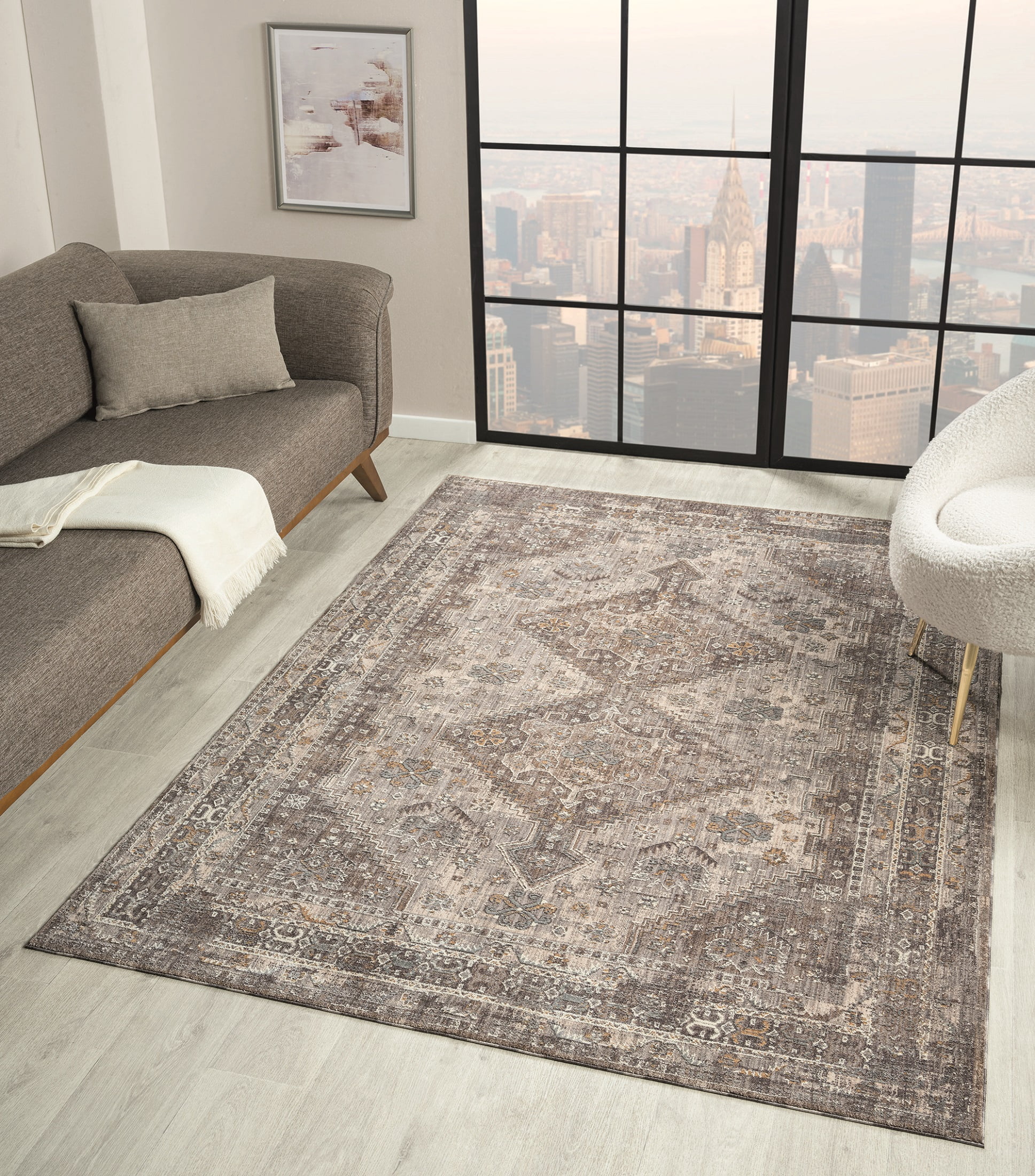 United Weavers Utopia Chester Oriental Border Accent Rug, Grey, 1'10" x 3'