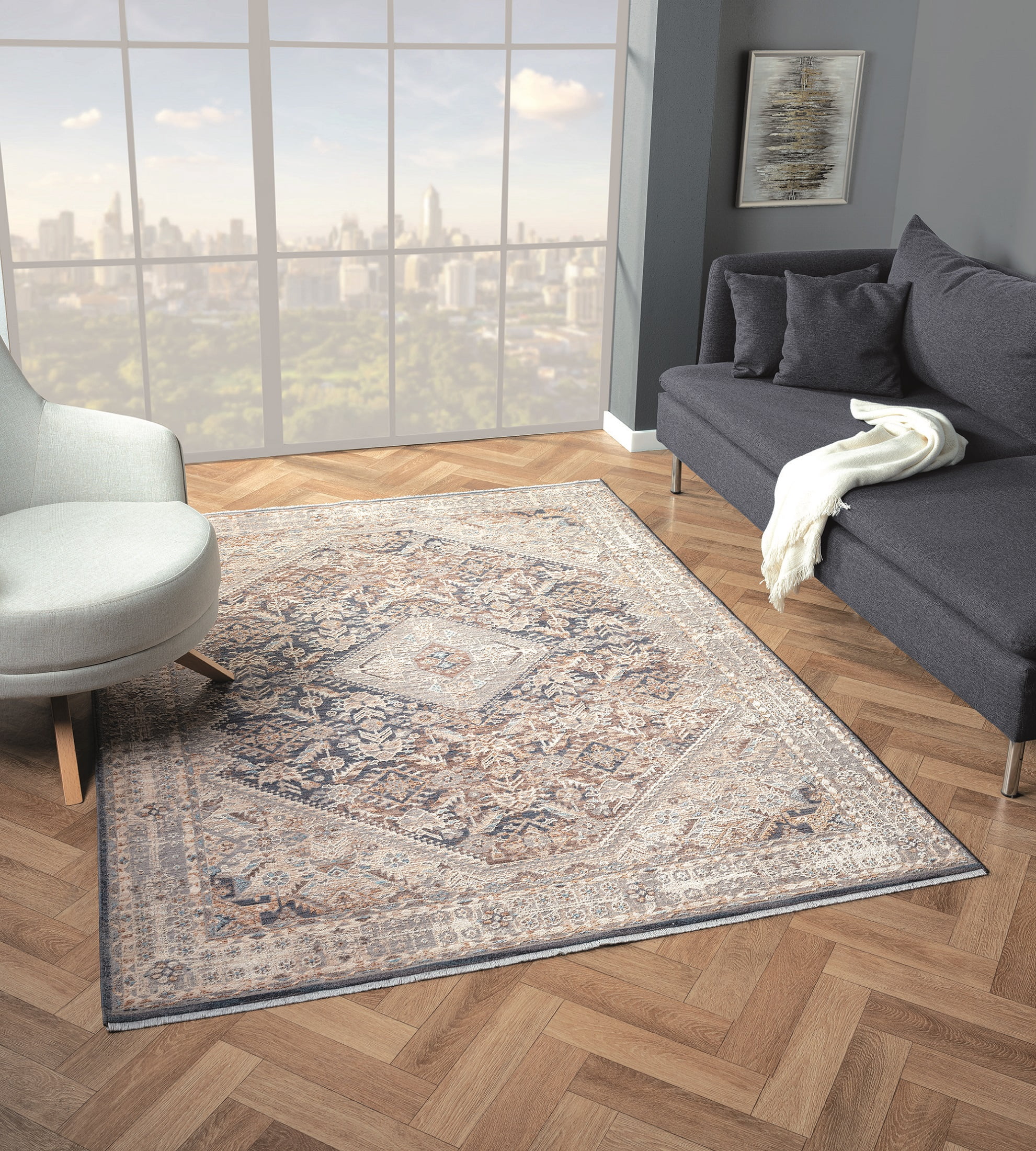 United Weavers Utopia Eugene Oriental Border Area Rug, Brown, 9'10" x 13'2"