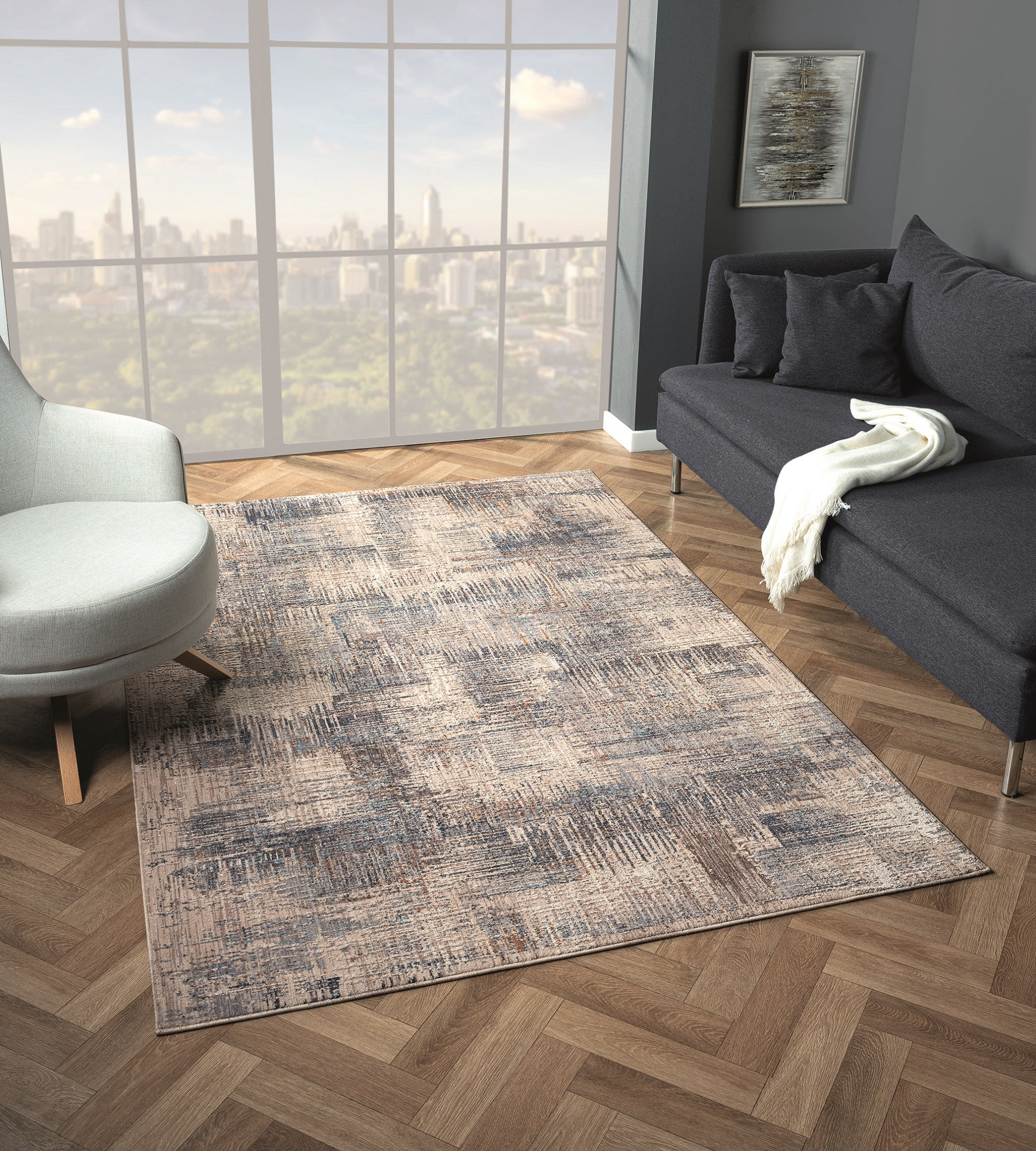 United Weavers Utopia Lorraine Contemporary Abstract Area Rug, Blue, 7'10" x 10'6"