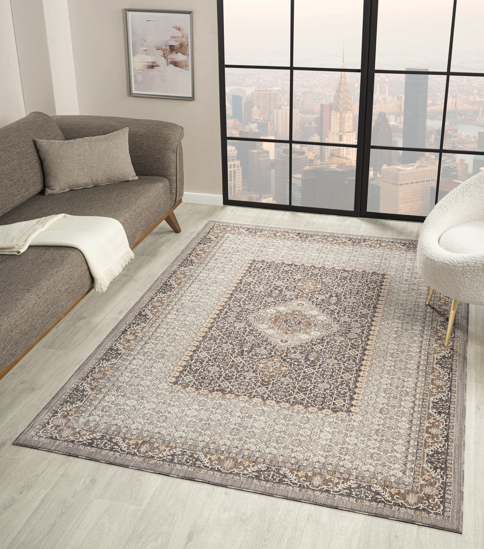 United Weavers Utopia Rosario Oriental Border Accent Rug, Grey, 1'10" x 3'