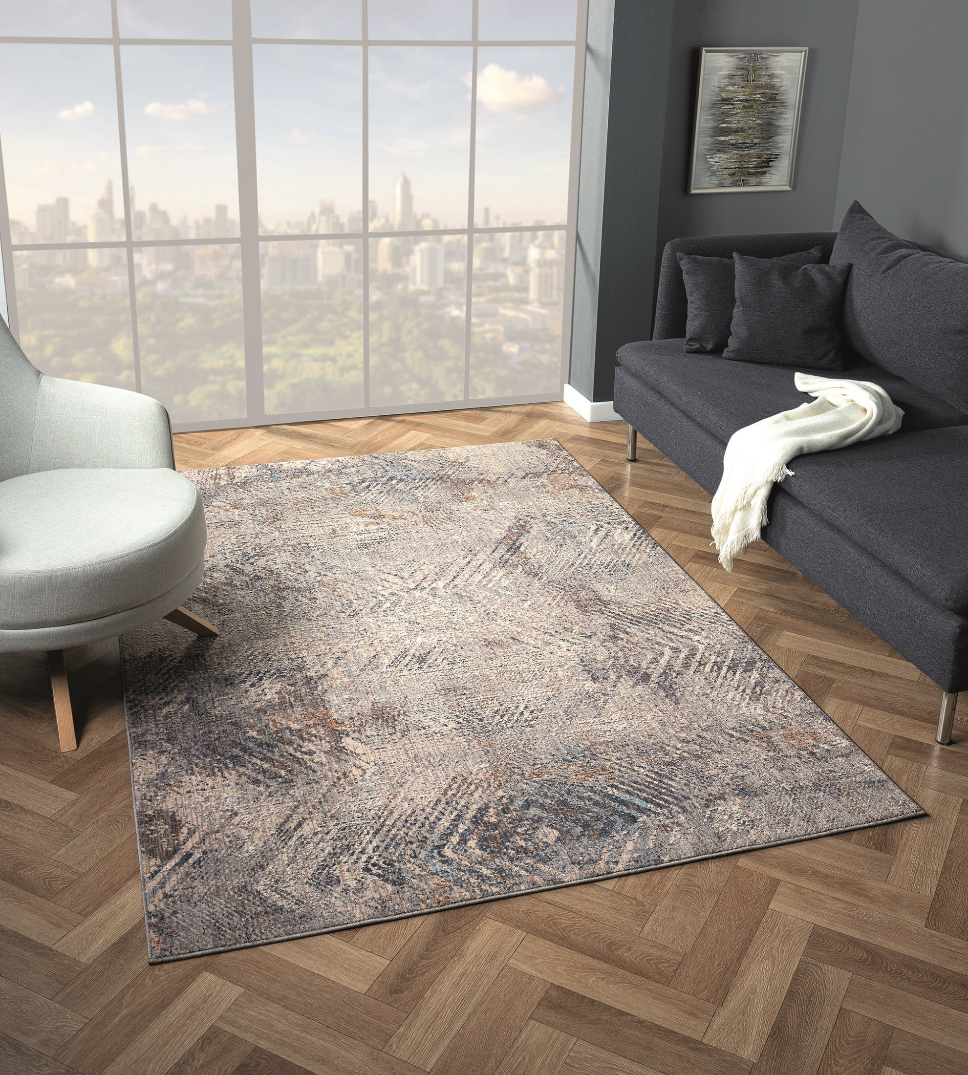 United Weavers Utopia Skye Contemporary Abstract Accent Rug, Blue, 1'10" x 3'
