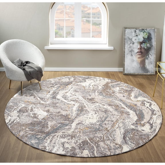 United Weavers Utopia Verona Contemporary Abstract Round Rug, Grey, 7'11" x 7'11"
