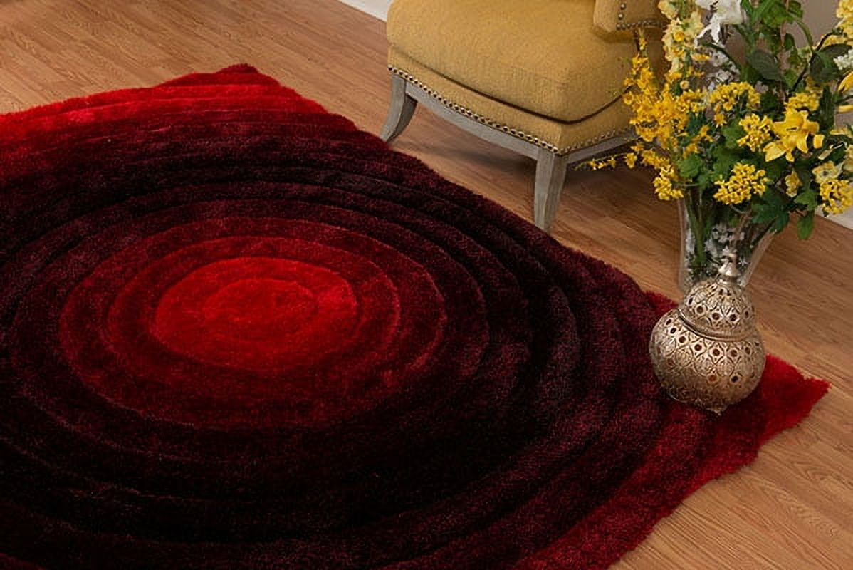 United Weavers Veria Abstract Shag Geometric Area Rug, Burnt Red, 5'3" X 7'2"